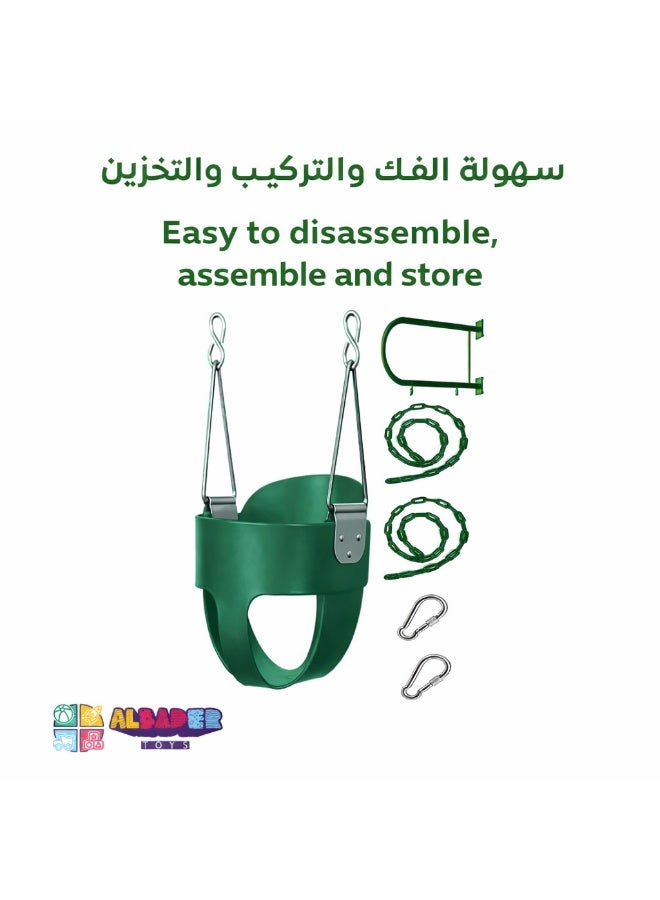 AL BADER Swing Wall Iron with Baby Swing Seat and Chains For Outdoor Activity, Iron Wall Swing Heavy Duty Bench with Iron Bar, Plastic Covered Chain & Hooks, Baby Swings Attached To Side Wall - Image 2